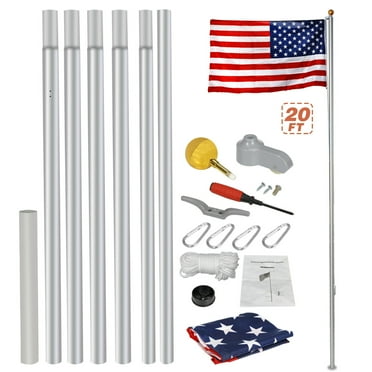 Screwdriver 2 Flags 20Ft Sectional Flag Aluminum Pole Kit 3'x5' US Flag Screwdriver 2 Flags 20Ft Sectional Flag Aluminum Pole Kit 3'x5' US Flag